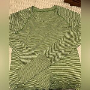 Lululemon Swiftly Race Length Green and Black Striped Size 6